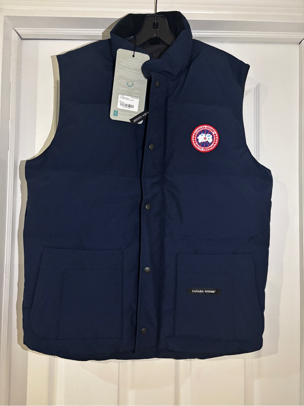 Canada Goose Mens Freestyle Navy Quilted Down Vest with Logo Patch